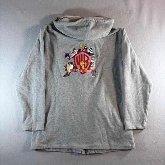 Warner Bros. Studio Store Tops - Warner Bros Studio Store Looney Tunes Embroidered Zip Hoodie Gray Womens Medium